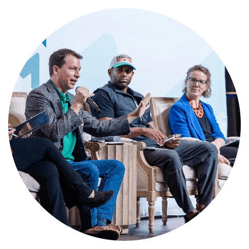 A group of 3 individuals convening